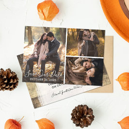 Sparen de Datum Rustic Wood Weduwfoto Collage Save The Date