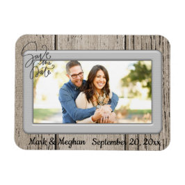Sparen de Datum Rustic Wooden met Foto Magneet