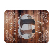 Sparen de Datum Rustic Woodland Wedding Foto Wood Magneet (Horizontaal)