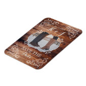Sparen de Datum Rustic Woodland Wedding Foto Wood Magneet (Linkerzijde)