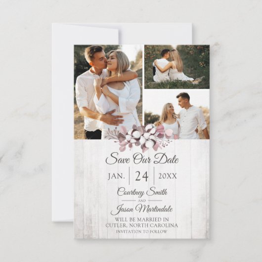 Sparen de Datum Rustic Zuidelijke Katoen Weddensch Kaart (Voorkant)