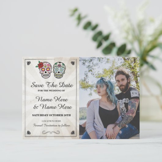 Sparen de Datum Rustige de Fotokaart van de Suiker Save The Date (Staand voorkant)