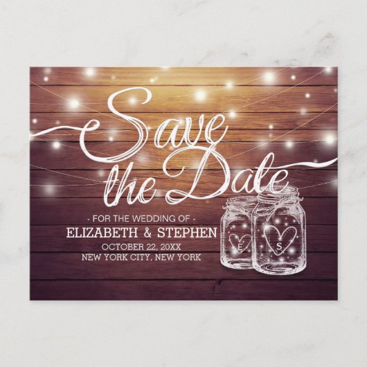 Sparen de Datum Rustige de Mason van het Hout van  Aankondigingskaart (Voorkant)