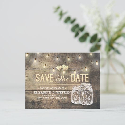 Sparen de Datum Rustige de Mason van het Hout van  Aankondigingskaart (Staand voorkant)