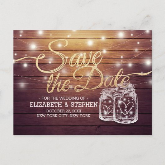 Sparen de Datum Rustige de Mason van het Hout van Aankondigingskaart (Voorkant)