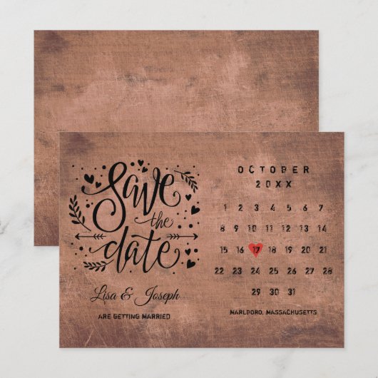 Sparen de Datum Rustige Hood van de Rode Liefde va Aankondigingskaart (Voorkant / Achterkant)