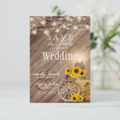 Sparen de Datum Rustige Hout Barrel - Zonnebloem Save The Date (Staand voorkant)