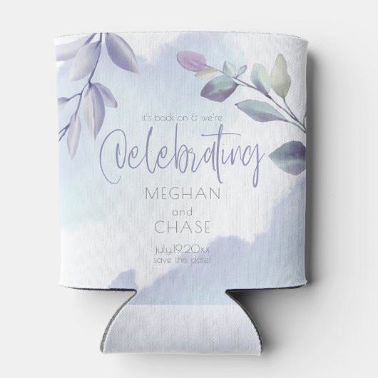 Sparen de Datum Rustige Waterverf Aqua Lila Verlat Blikjeskoeler (Achterkant)