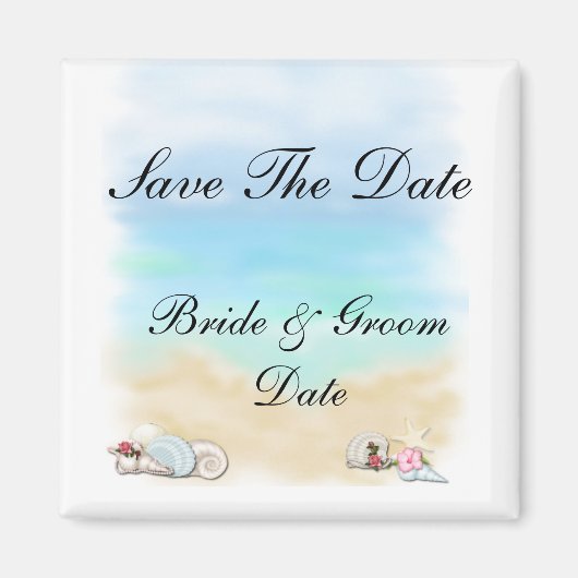 Sparen de Datum Sashells Beach Weddennetten Magneet (Voorkant)