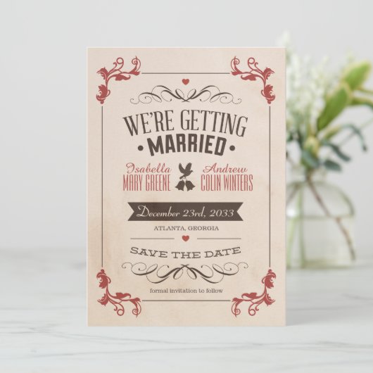  sparen de Datum Save The Date (Staand voorkant)