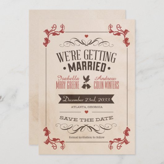 sparen de Datum Save The Date (Voorkant / Achterkant)