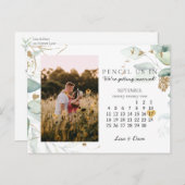 Sparen de Datum Sept 2022 Botanisch Elegant Gold P Briefkaart (Voorkant / Achterkant)