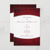 Sparen de Datum Silver Burgundy White Grey Glitter Save The Date (Voorkant / Achterkant)