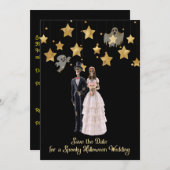 Sparen de Datum Skeletons Halloween Wedding Kaart (Voorkant / Achterkant)