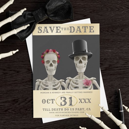 Sparen de Datum Skeletons Oktober Halloween Weddin Save The Date