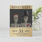 Sparen de Datum Skeletons Oktober Halloween Weddin Save The Date (Staand voorkant)