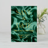 sparen de datum smarald groene zijde folie i folie uitnodiging (Staand Voorkant)