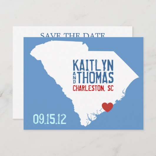 Sparen de Datum - - South Carolina Save The Date (Voorkant / Achterkant)
