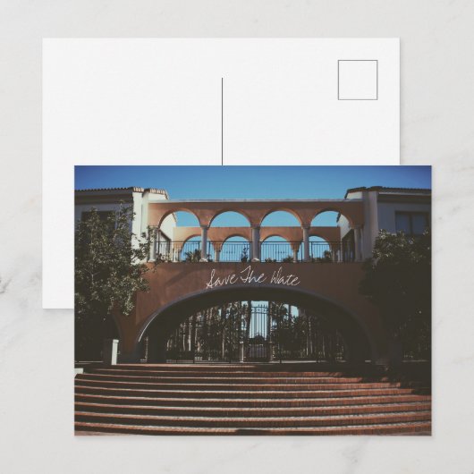 Sparen de Datum Spaanse Italiaanse Villa voel Kaar Uitnodiging Briefkaart (Voorkant / Achterkant)