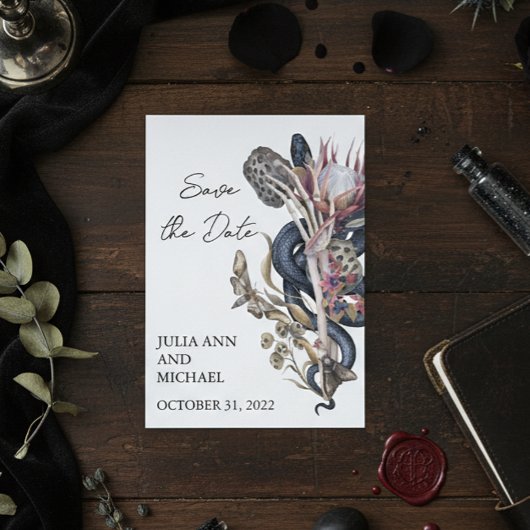 Sparen de Datum Spooky Halloween Floral Notitiekaartje