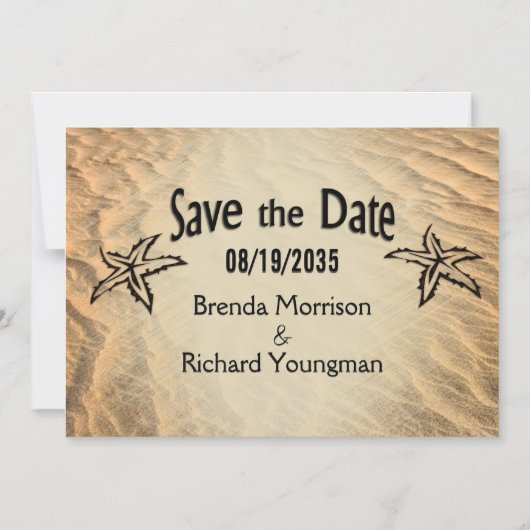 Sparen de Datum Starfish Beach Magnetische Uitnodiging (Voorkant)