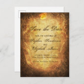 Sparen de Datum Steampunk Antiek Roos Aankondigingskaart (Voorkant / Achterkant)