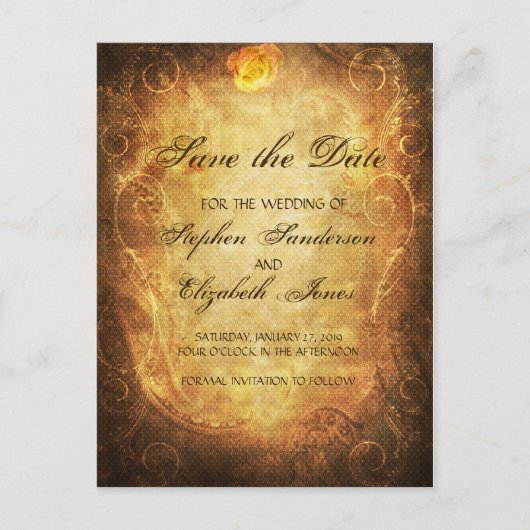 Sparen de Datum Steampunk Antiek Roos Aankondigingskaart (Voorkant)