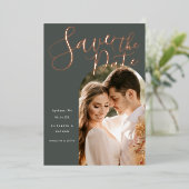 Sparen de Datum Stijlvolle Foto van de Schusje van Folie Uitnodiging (Staand Voorkant)