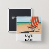 Sparen de datum strand poster vierkante button 5,1 cm (Voorkant /achterkant)