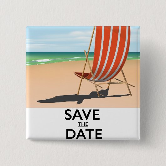 Sparen de datum strand poster vierkante button 5,1 cm (Voorkant)