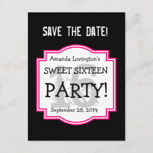 Sparen de Datum Sweet 16 Birthday Partij A01 PINK Aankondigingskaart