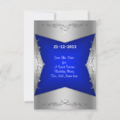 Sparen de Datum Sweet 16 Blauwe Zilver Tiara Save The Date (Achterkant)
