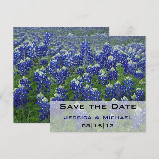 Sparen de Datum Texas Bluebonnets Floral Save The Date (Voorkant / Achterkant)