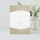 Sparen de Datum Tiffany Ocean Aqua Silver Roos Gol Save The Date (Staand voorkant)