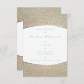 Sparen de Datum Tiffany Ocean Aqua Silver Roos Gol Save The Date (Voorkant / Achterkant)