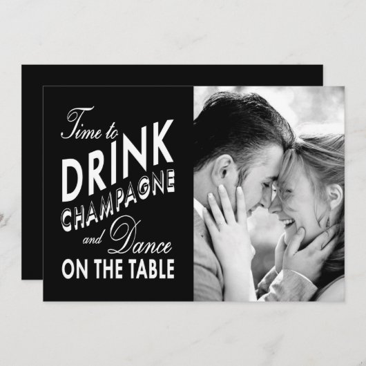Sparen de Datum - tijd aan Drink Champagne Save The Date (Voorkant / Achterkant)