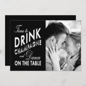 Sparen de Datum - tijd aan Drink Champagne Save The Date (Voorkant / Achterkant)