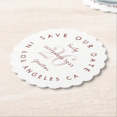 Sparen de Datum Tinted Day Burgundy Typografische Kartonnen Onderzetters (Gekanteld)