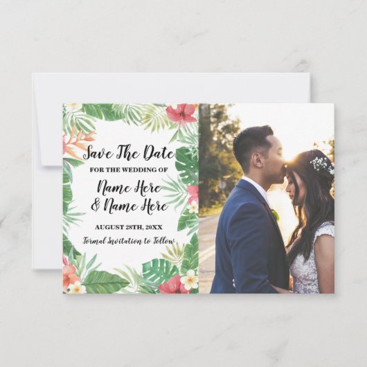 Sparen de Datum tropische Aloha Floral Flowers Fot Save The Date (Voorkant)