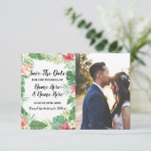 Sparen de Datum tropische Aloha Floral Flowers Fot Save The Date (Staand voorkant)