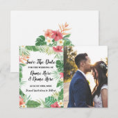 Sparen de Datum tropische Aloha Floral Flowers Fot Save The Date (Voorkant / Achterkant)