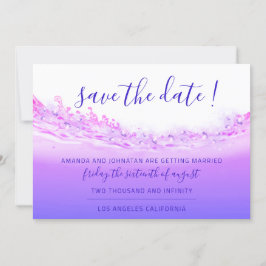Sparen de Datum Tropische Oceaanroze Golven Kobalt Save The Date