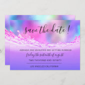 Sparen de Datum Tropische oceaanroze golven op str Save The Date (Voorkant / Achterkant)