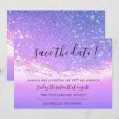 Sparen de Datum Tropische Oceaanroze Golven Paarse Save The Date (Voorkant / Achterkant)