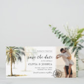 Sparen de Datum Tropische Palm Boarding Pass Save The Date (Staand voorkant)