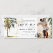 Sparen de Datum Tropische Palm Boarding Pass Save The Date (Voorkant)