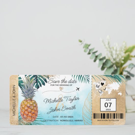 Sparen de Datum Tropische Pineappel die Pass van h Kaart (Staand voorkant)