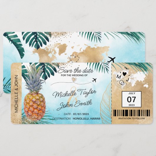 Sparen de Datum Tropische Pineappel die Pass van h Kaart (Voorkant / Achterkant)