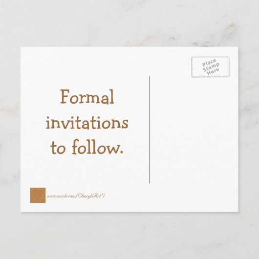 Sparen de datum trouwende briefkaarten, Turquoise Aankondigingskaart (Achterkant)