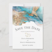 Sparen de Datum Turquoise en de Goud Marmer van de Kaart (Voorkant)